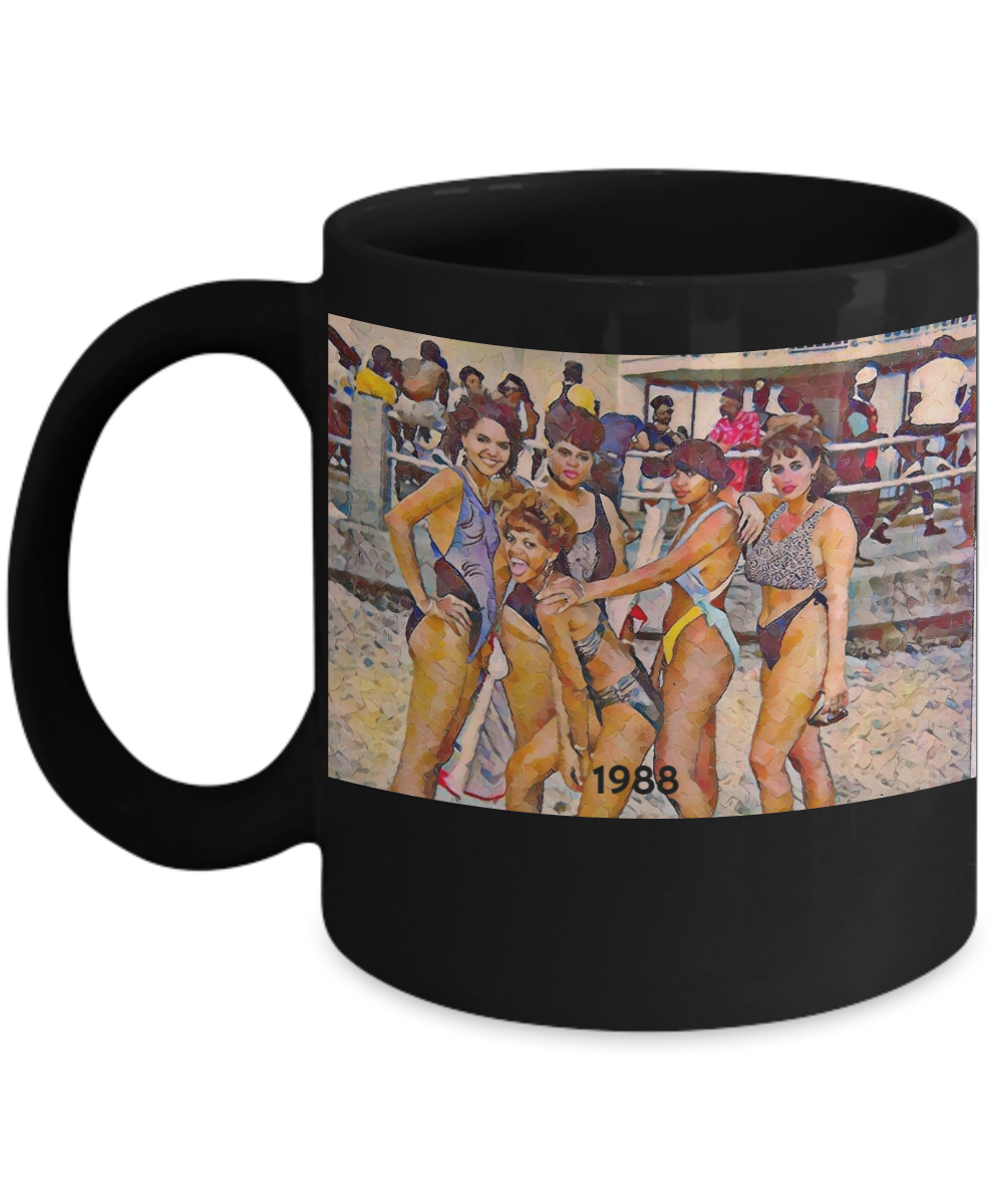 VA Beach 1988 All Smiles Black Coffee Mug