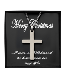 Merry Christmas Cross Necklace BWBG