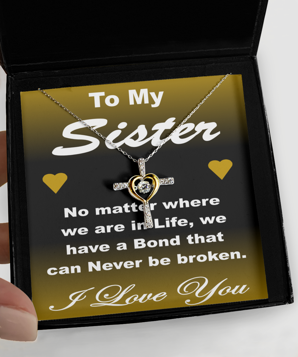 Sister Love Cross Heart Necklace
