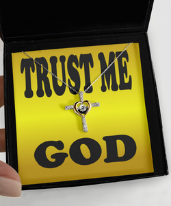 Trust Me God Cross Heart Necklace