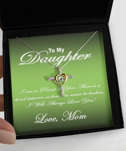 Daughter From Mom Cross Heart Necklace