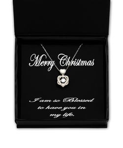 Merry Christmas Heart Knot Necklace BW