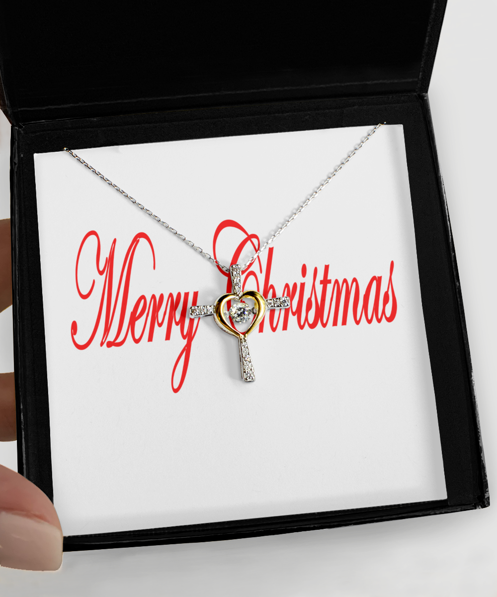 Christmas Heart Cross Necklace