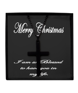 Merry Christmas Cross Necklace BWBG