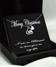 Merry Christmas Blessed Baby Feet Heart Necklace
