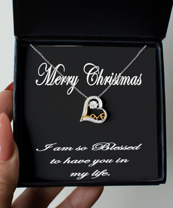 Merry Christmas Blessed Love Heart Necklace