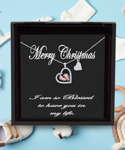 Merry Christmas Blessed Baby Feet Heart Necklace