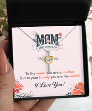 Mom You Are The World Cross Heart Necklace